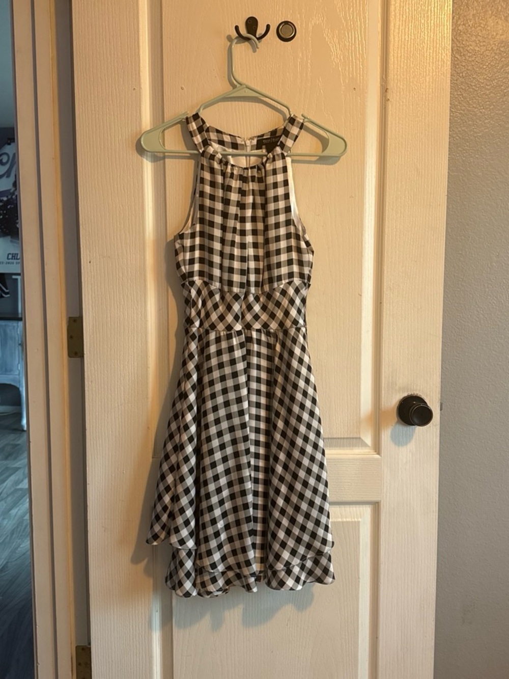 Women’s' Black and White Gingham Halter Dress